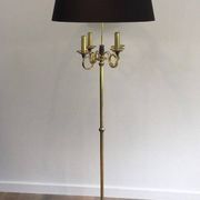Floor lamp in brushed steel and brass. In the style of Maison Charles