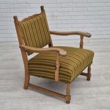 1960s, Danish lounge chair, original very good condition, furniture wool, solid oak wood.