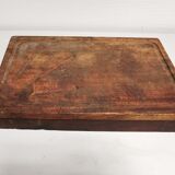Ancienne planche à découper en bois avec tiroir pour les couteaux . billot ...