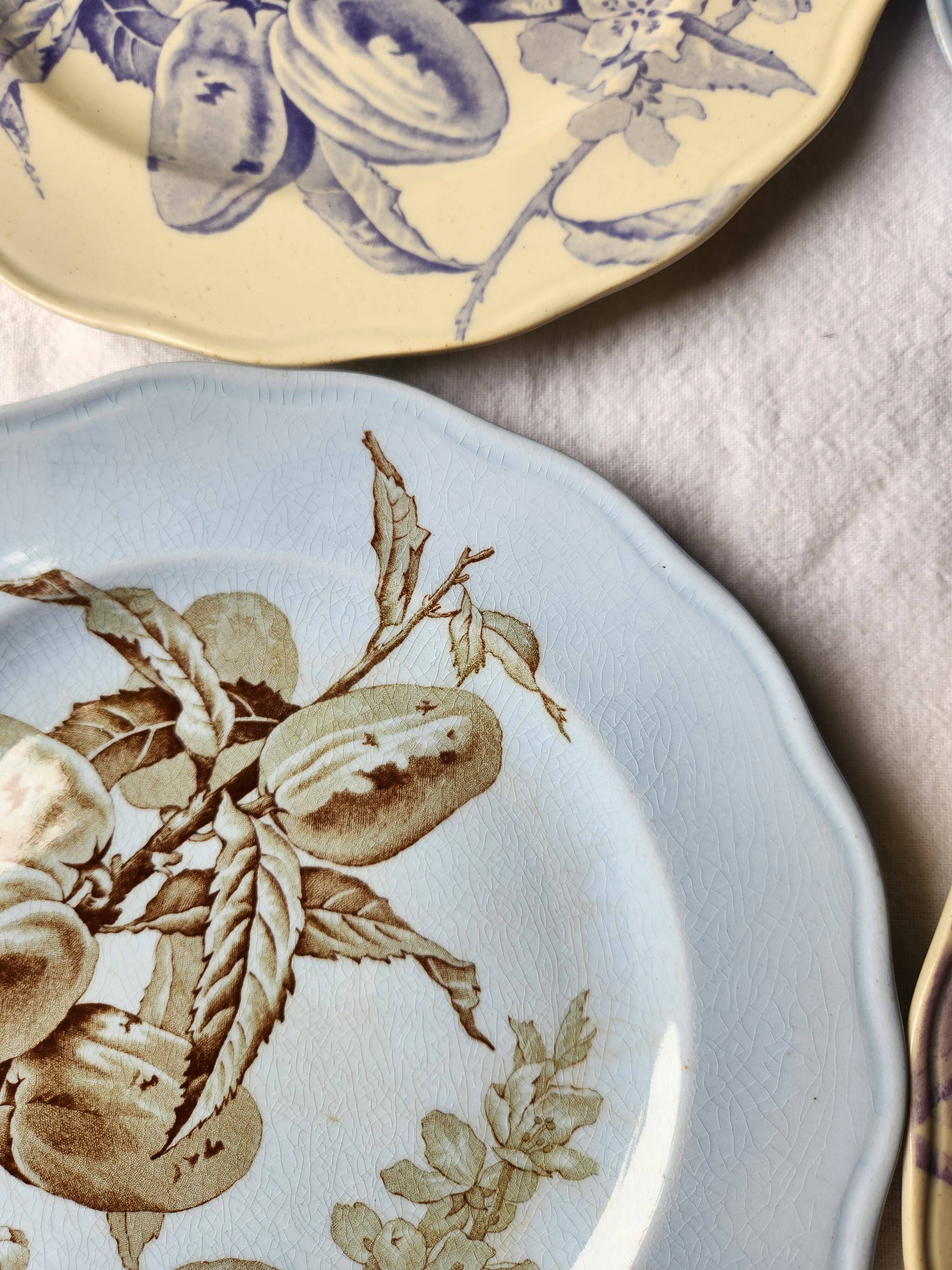 Plates x 4 English plates Brown Westhead Moore & Cie, Pomona decor, 1872. Rare.