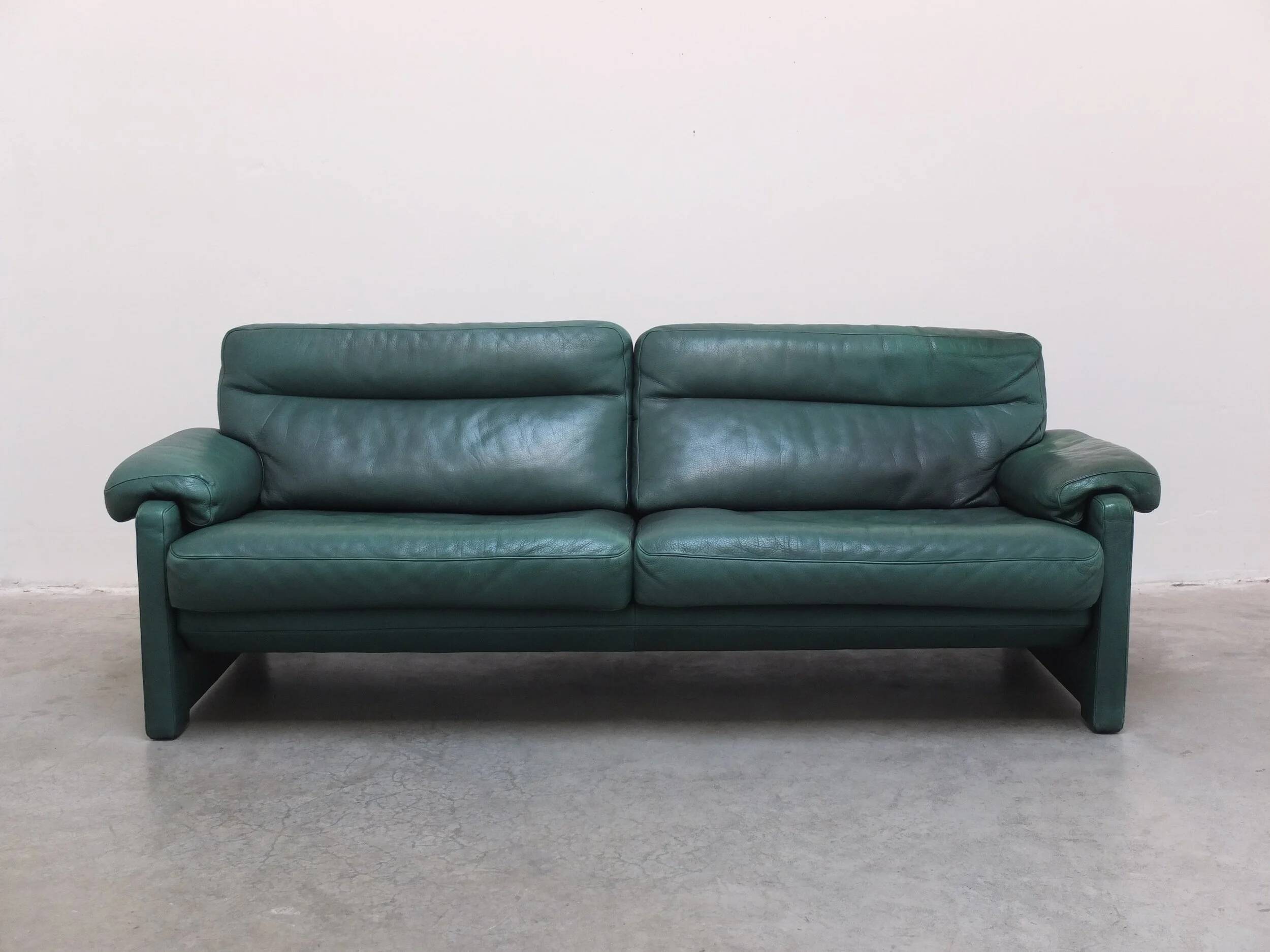 Green leather 3-seater 'DS-70' sofa by De Sede, 1980s