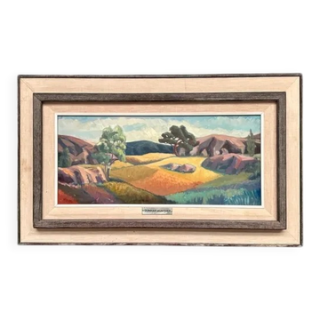 Original Swedish Oil on Panel – "Landscape" by Gunnar Munther – Signed – Vintage and Framed – 64 × 38 cm (25.2" × 15")