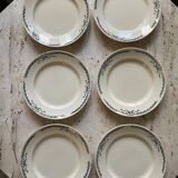 6 assiettes plates Belleville Longchamp terre de fer ancienne