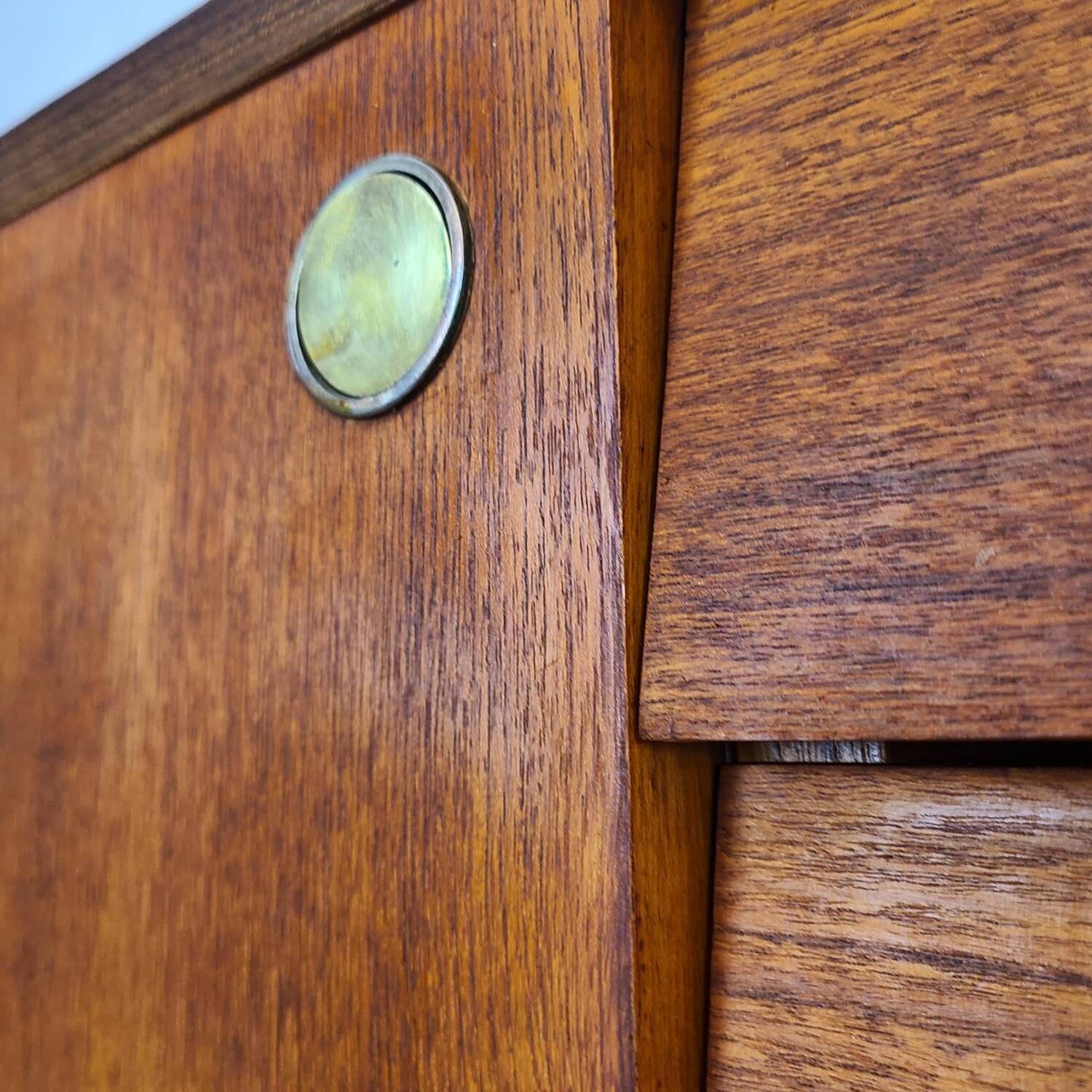 Modernist teak enfilade vintage 1960s design by Louis Paolozzi.