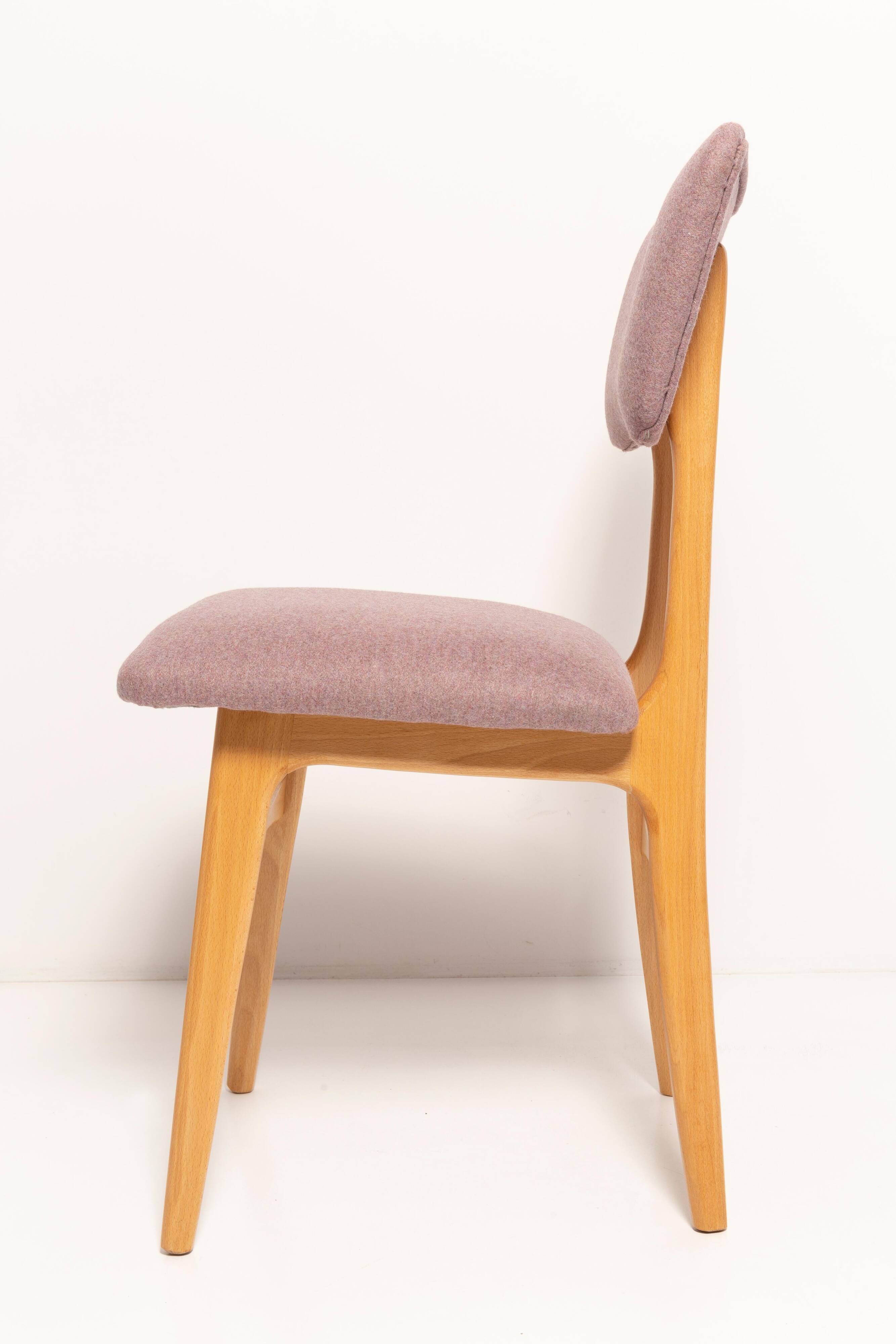 "Butterfly" dining chair, boucle pink wool, light wood