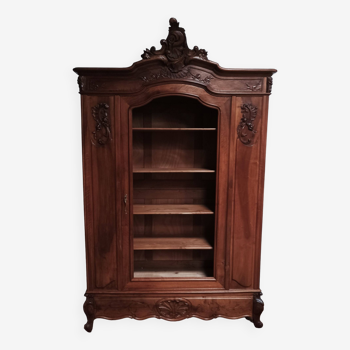 Rocaille 1-door walnut bookcase