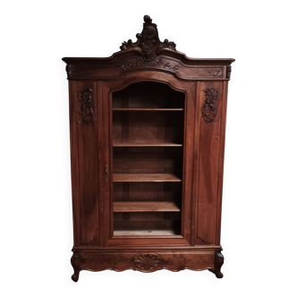 Rocaille 1-door walnut bookcase