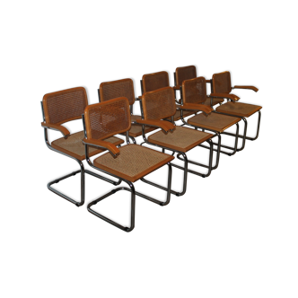 Lot 8 fauteuils Cesca B64 par Marcel Breuer