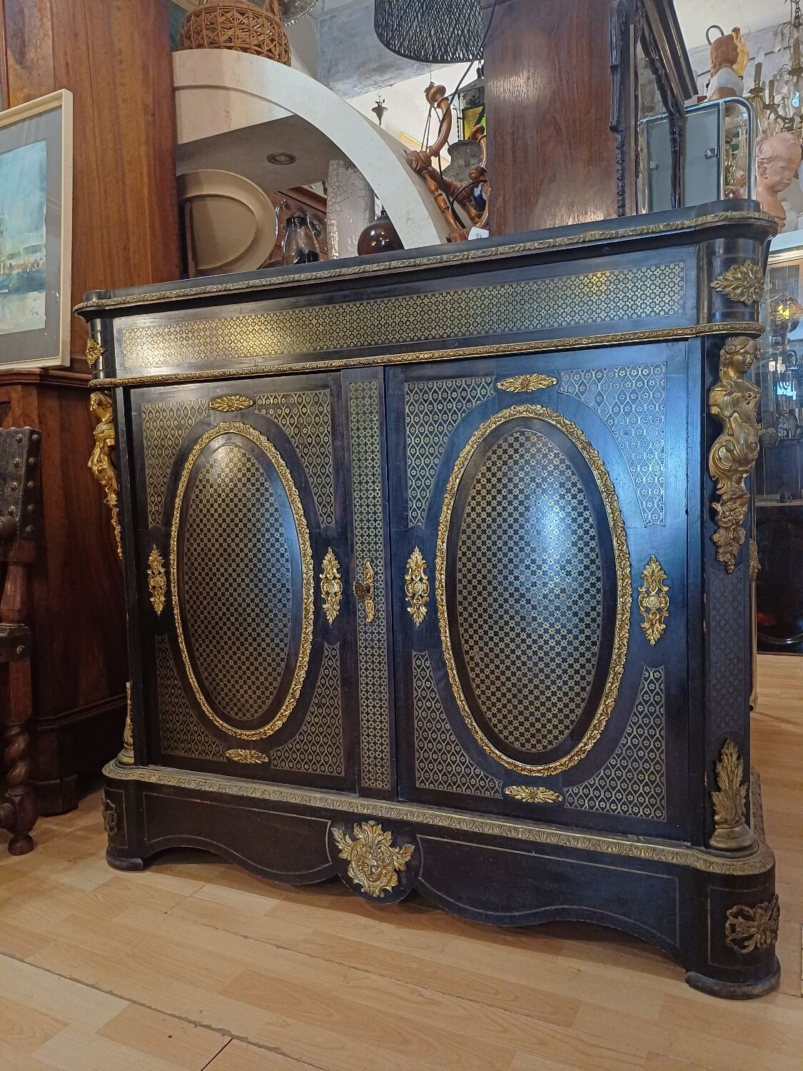 Sideboard, copper marquetry, Napoleon III period. 19th century