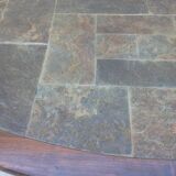 Coffee table year 80 slate solid oak vintage