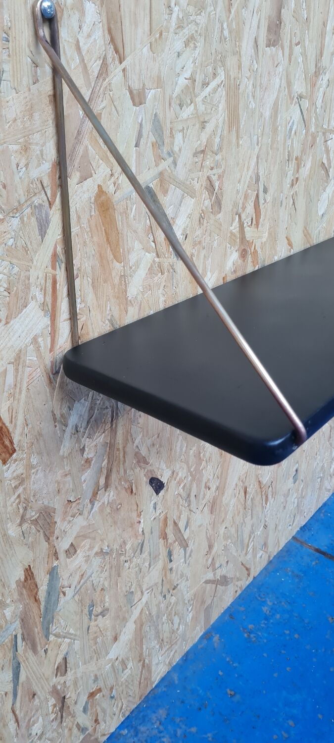 Scandinavian brass and teak shelf