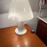 Guzzini lamp, white lacquered metal, height 55cm, 1970s vintage