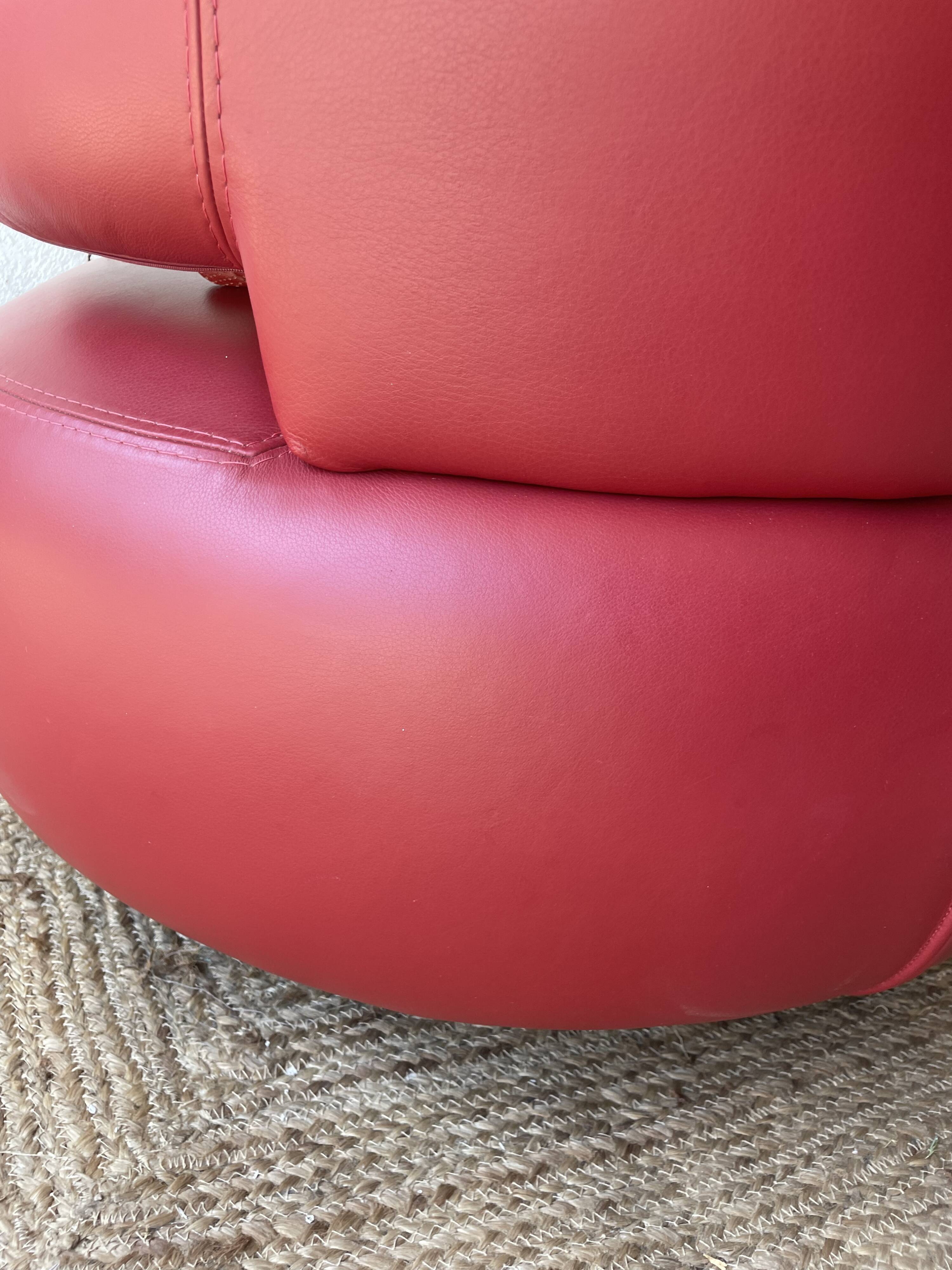 Curl armchair in red leather by Roche Bobois