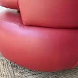 Curl armchair in red leather by Roche Bobois