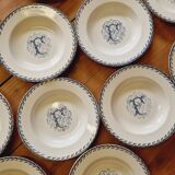 12 Luneville K&G soup plates letter F