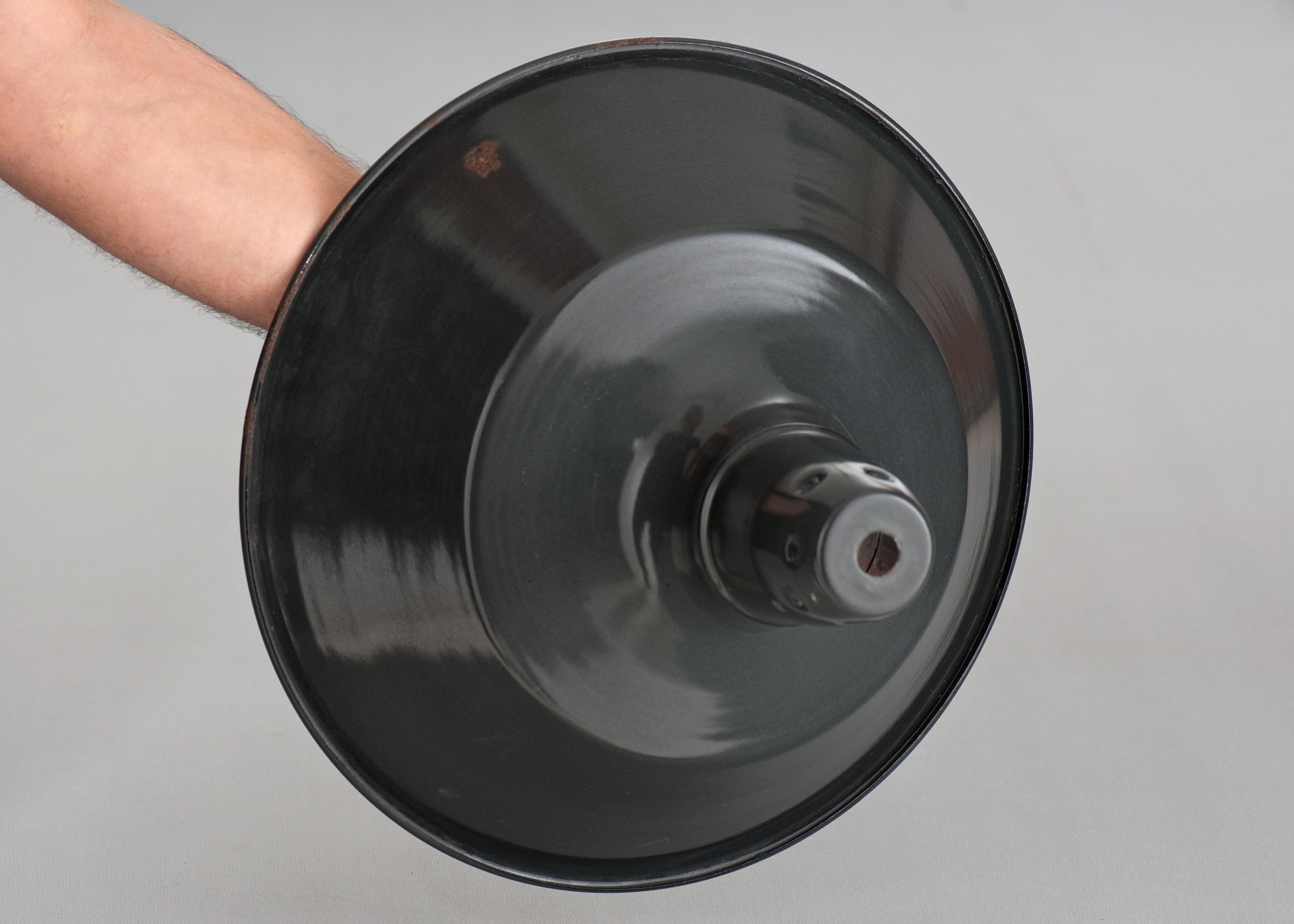 Industrial suspension in enamelled sheet anthracite gray 36cm size M 1960