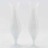 Paire de vases en opaline peints à la main
