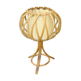 Lampe rotin tripodes années 70