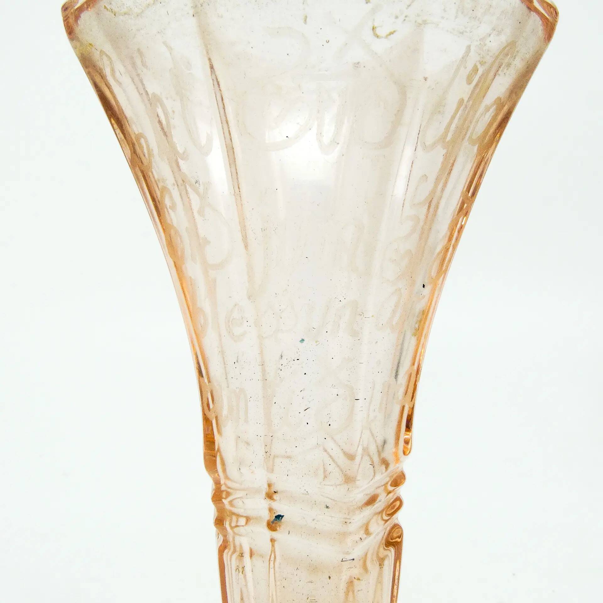 Art Deco vase, pressed rosé glass, Sweden, 1960s