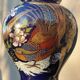 Ceramic lamp birds lyres on midnight blue background Napoleon III