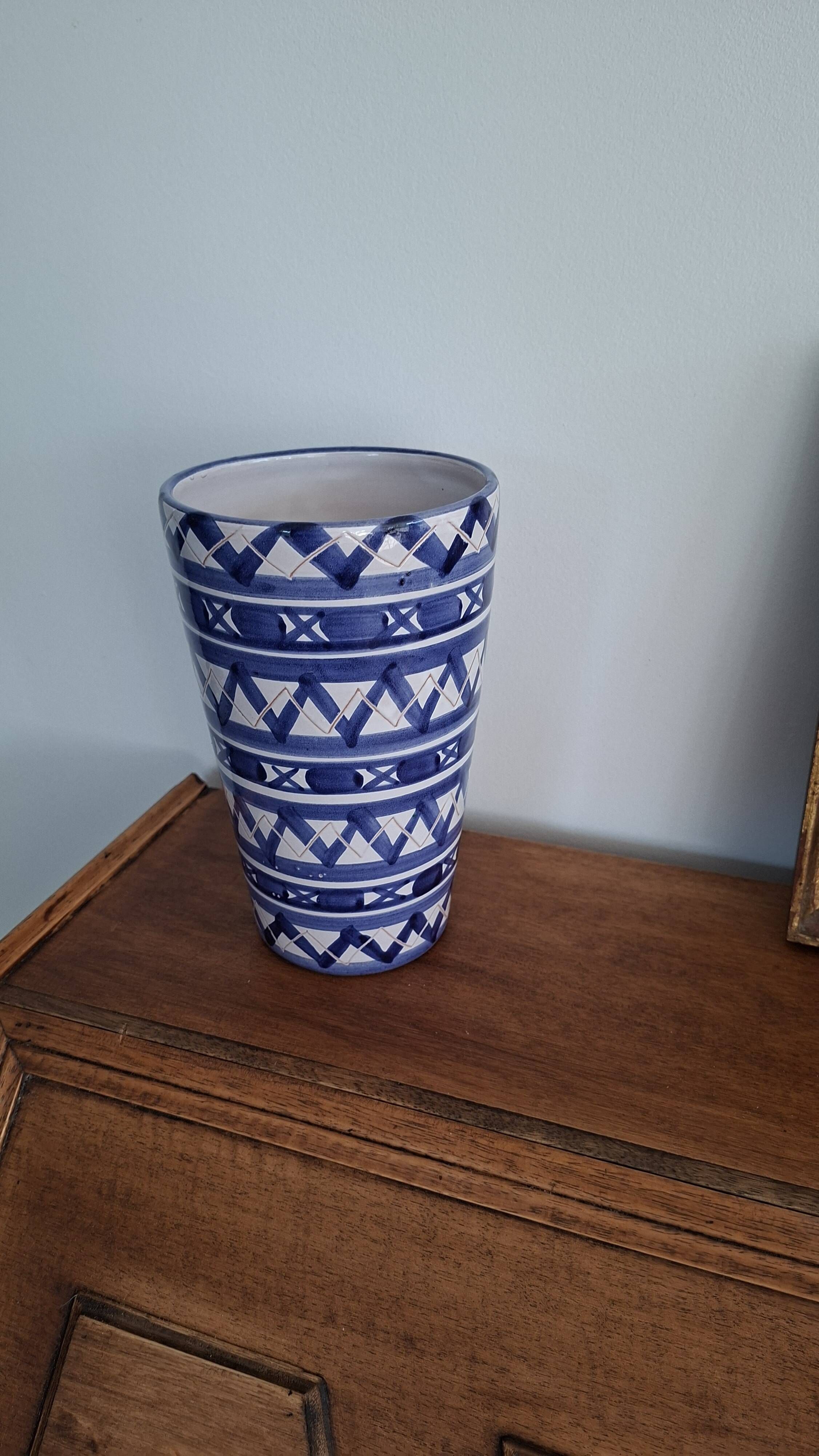 Blue and White Ceramic Decorative Vase Robert Picault