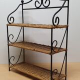 Etagère en fer forgé et osier