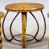 Rattan stools and table set
