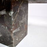 Table basse vintage en pierre fossilisée