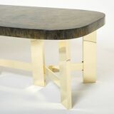 Brutalist Belgian dining table in resin and brass from around 1970.