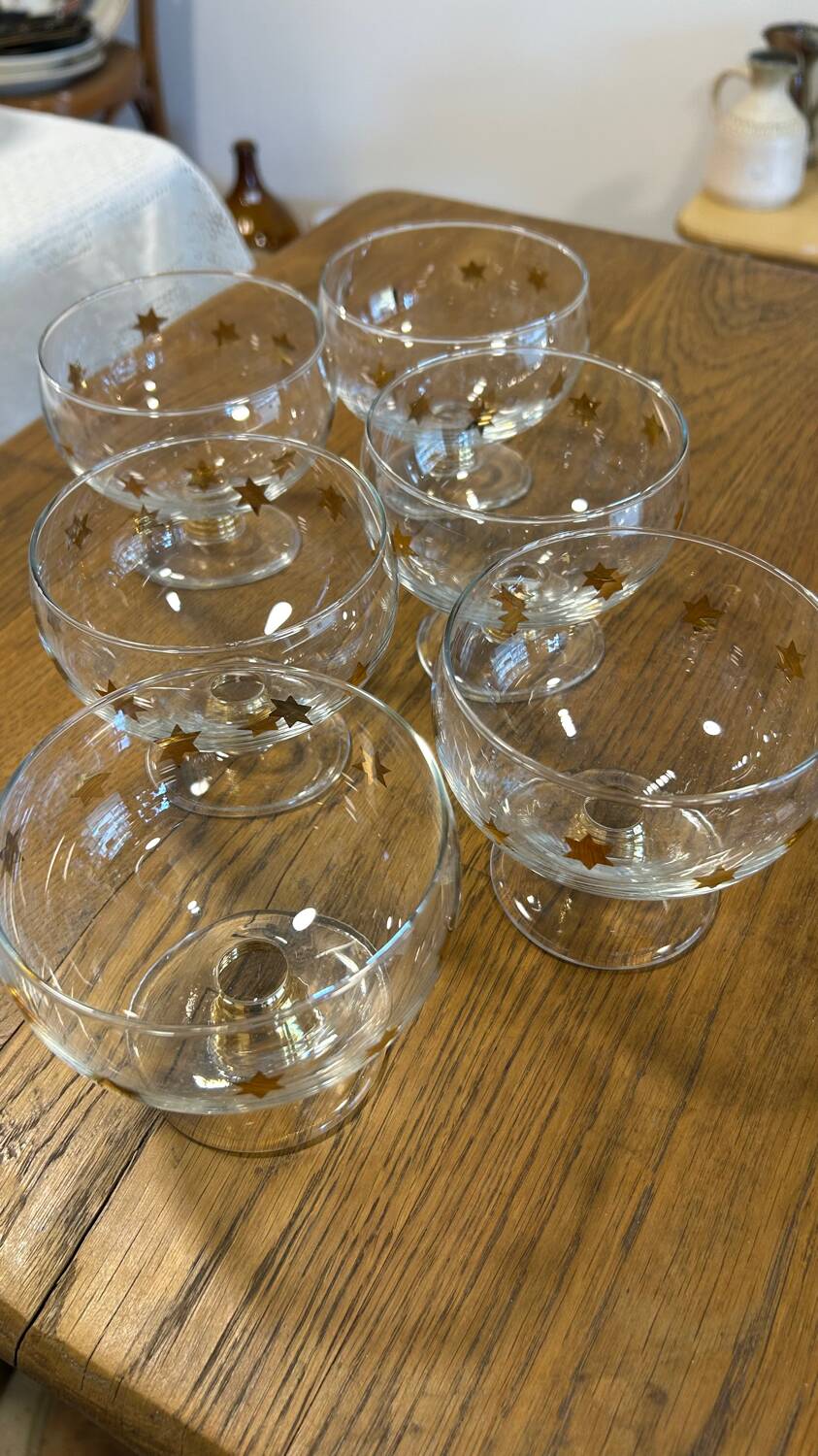 6 gold star ice cream cups 1950/60