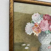 Still life with roses, old watercolour.