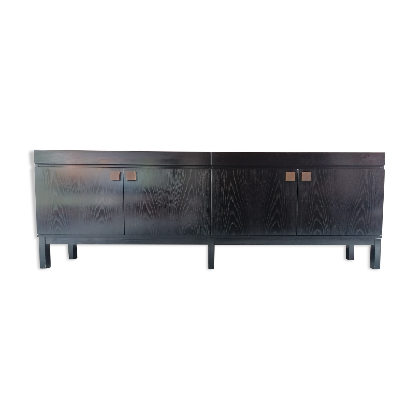 Brutalist black oak sideboard Belgium 1970s