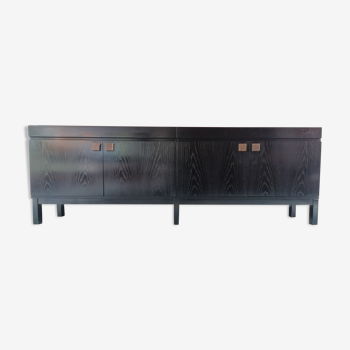 Brutalist black oak sideboard Belgium 1970s