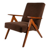 Original vintage armchair from the 1960s in chocolate brown velvet.