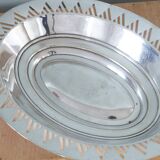 Art Deco style silver-plated metal bread basket, 30s silver dish