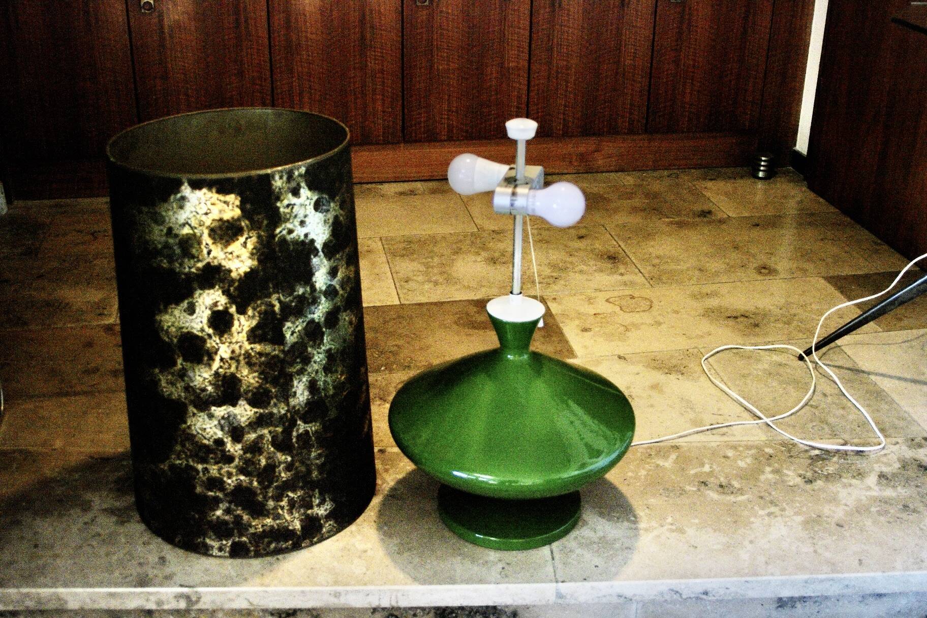 Vintage toupie floor lamp in ceramic from temde switzerland 1960