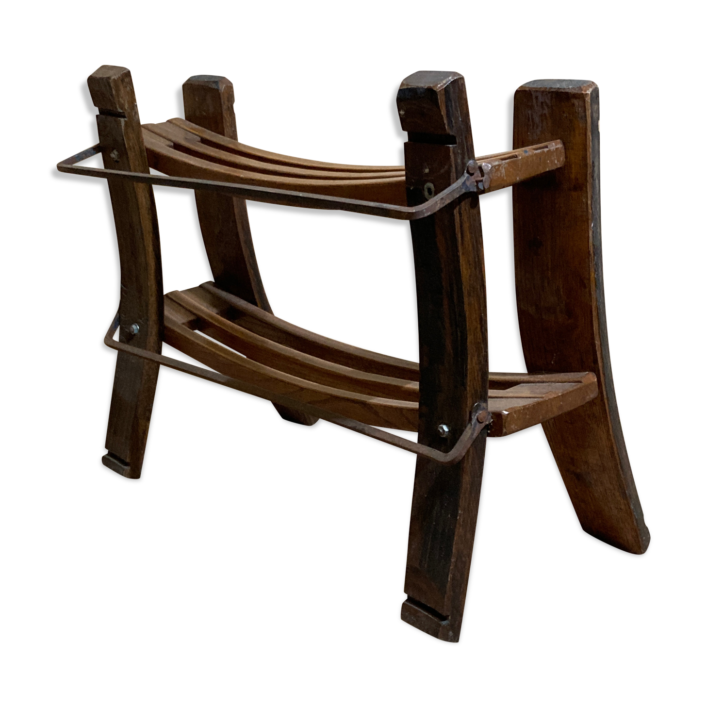 Antique fisherman's stool or wine and shoe rack, Dutch ca 1920