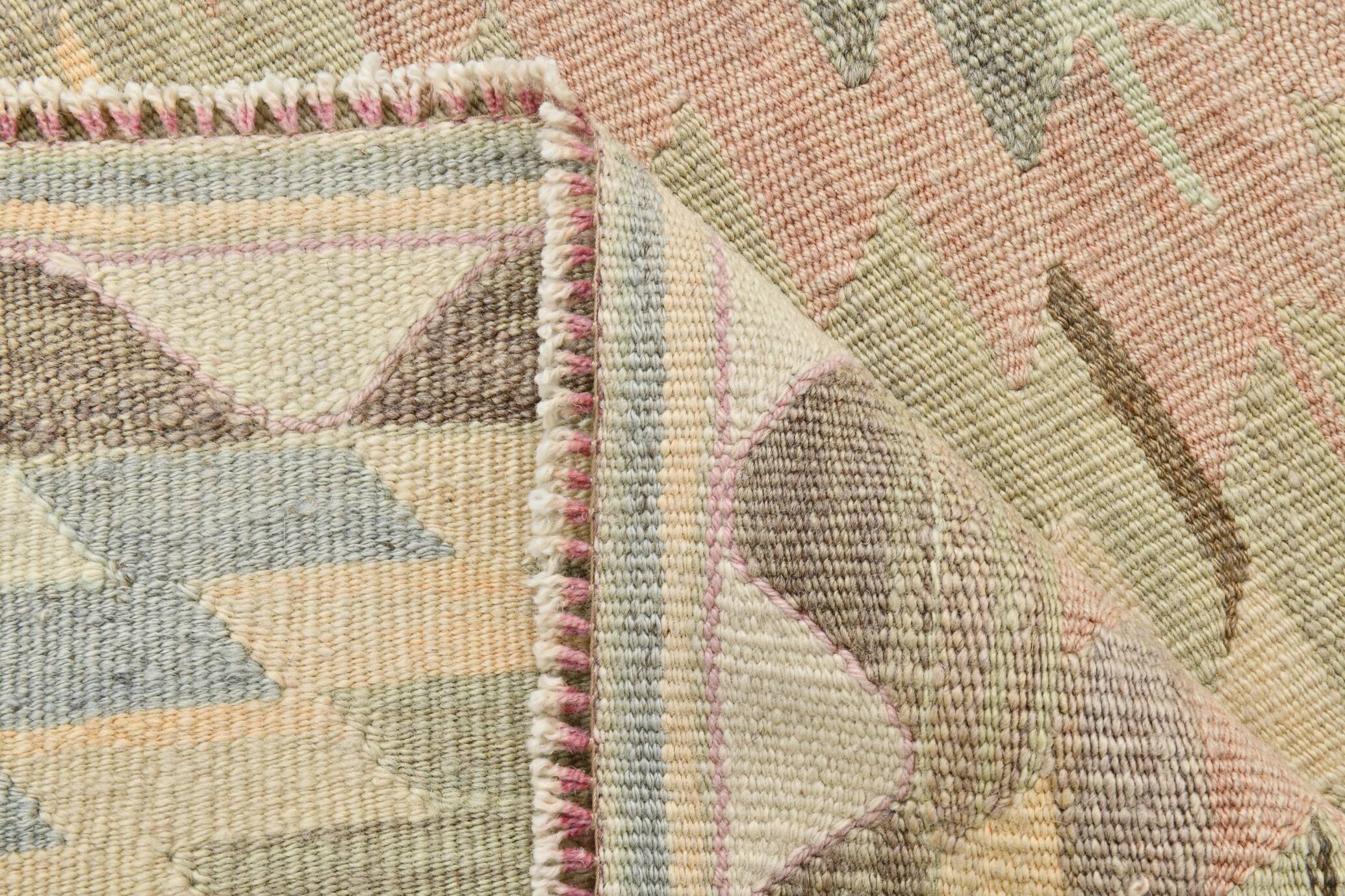 3x10 Pink & Cream Vintage Kilim Runner Rug, 81x306Cm