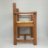 Elm and straw armchair Roland Haeusler for Maison Regain
