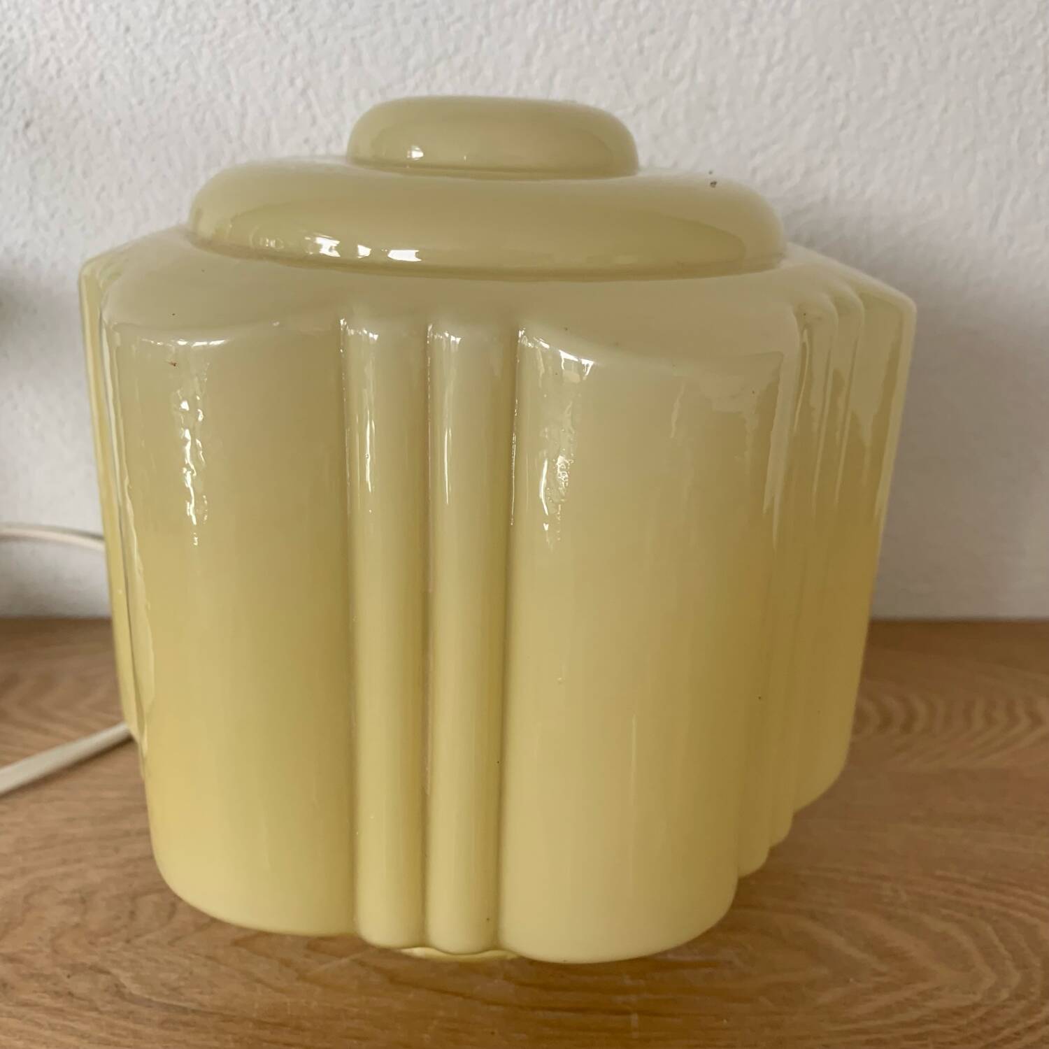 Table Lamp With Globe Thabur Yellow Straw Netherlands 30s-40s