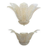 Pair of Murano Glass Tronchi Wall Sconces in Transparent Gold