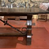Impressive Spanish monastery table in oak, medieval style, 3m².