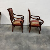 Pair of cross-back armchairs, Empire style, 19th century.