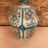 Old Jobbana Butter Jar Morocco Polychrome Earthenware 19th Century Vintage #B084