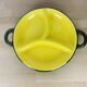 Round ceramic dish from the 50s, black and yellow
