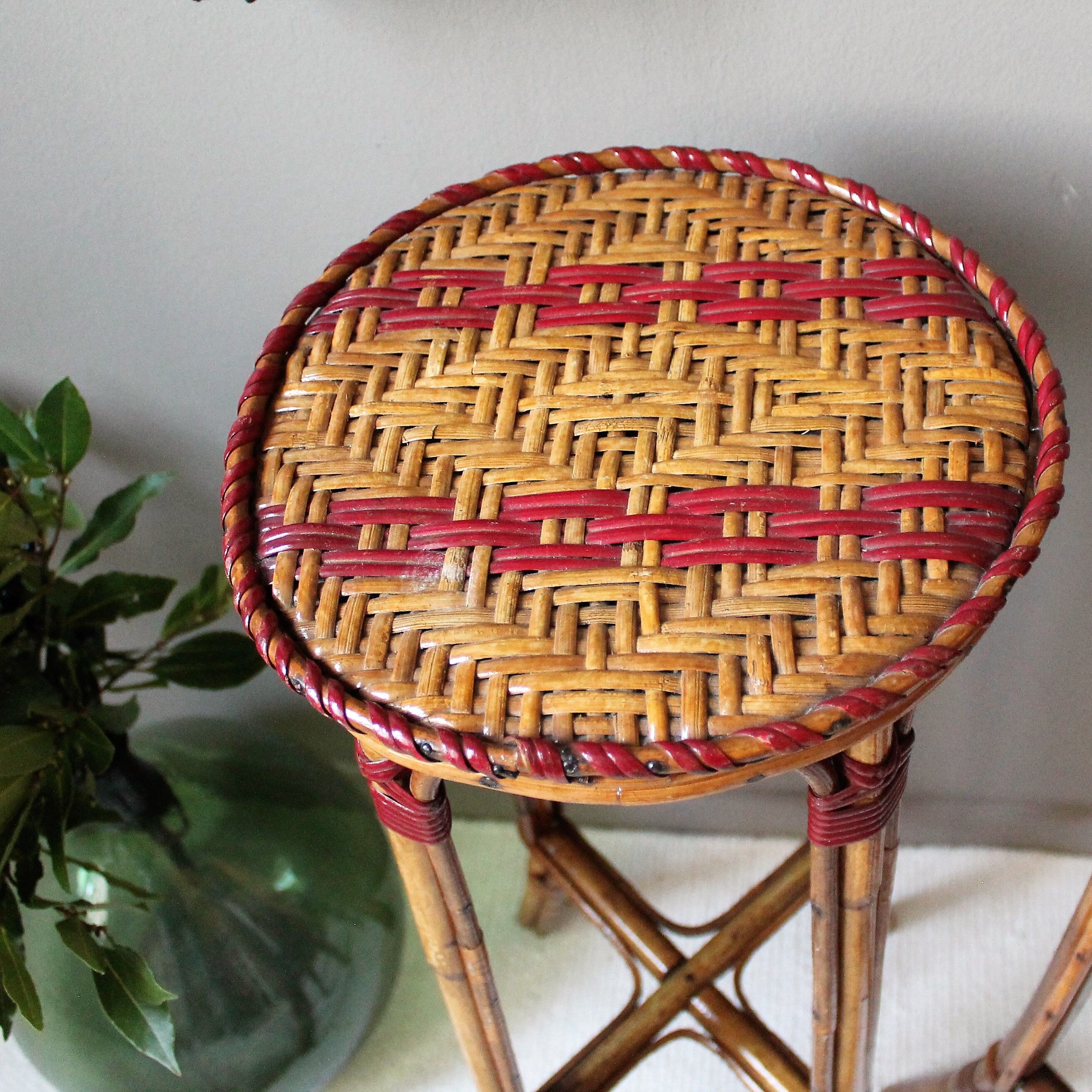 Pair of rattan vintage stool