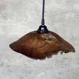 Small pendant light in corrugated teak leaf (Small D:30 H:20)