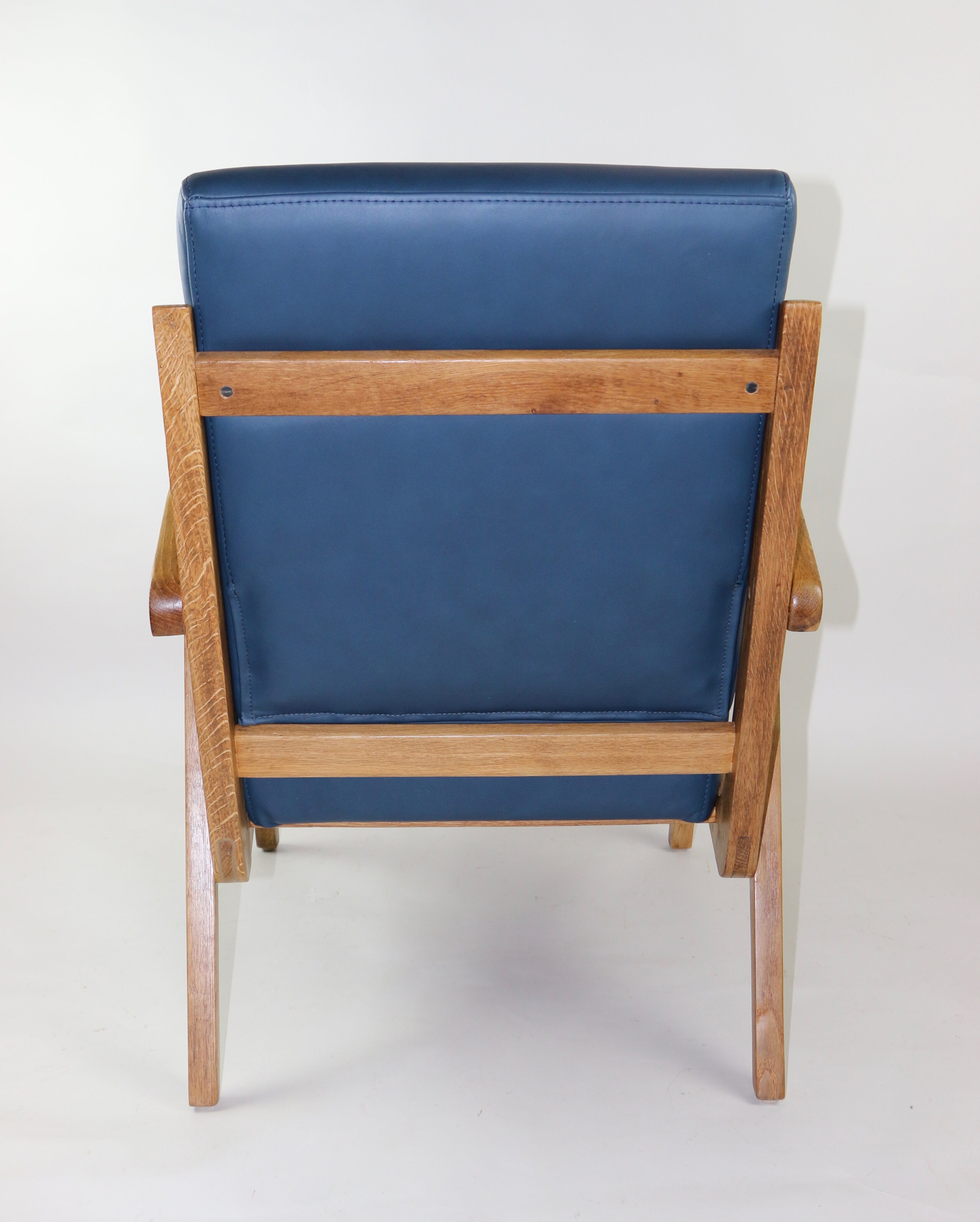 Fauteuil en cuir bleu des années 1970
