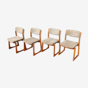 Suite of 4 chairs Sledge with wooden structure
