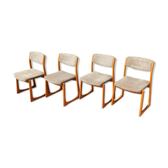 Suite de 4 chaises Luge à struture en bois